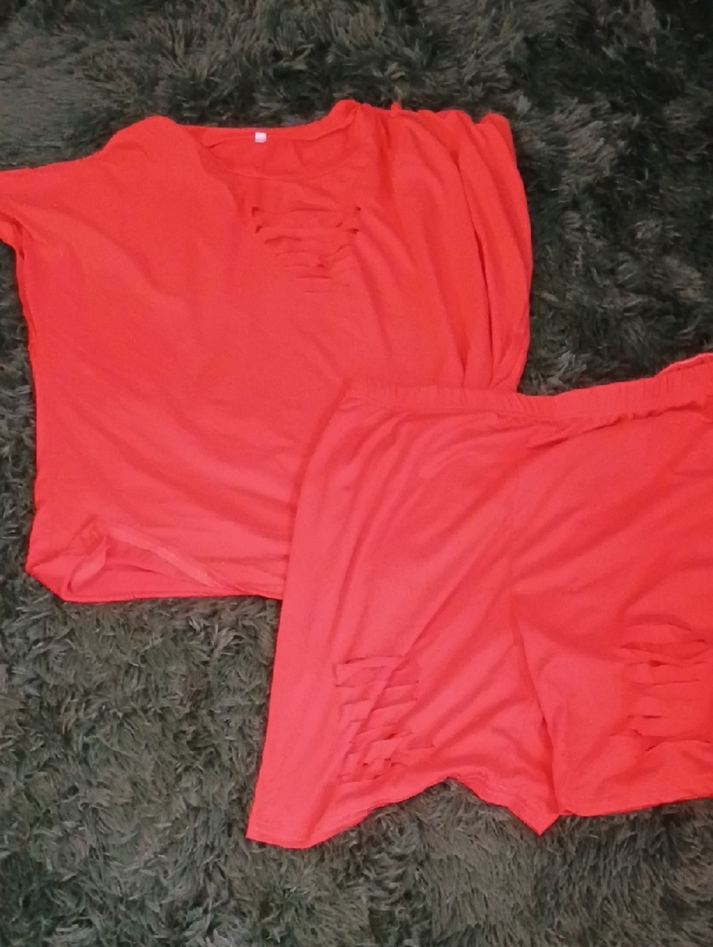 Women's Coral Lounge Set - Soft Short Sleeve Top & Shorts